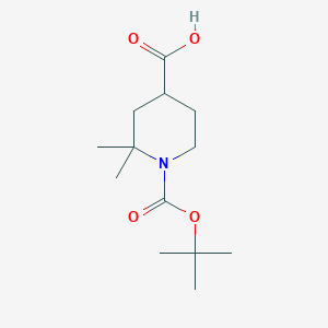 molecular formula C13H23NO4 B2845567 1-[(叔丁氧羰基)氨基]-2,2-二甲基哌啶-4-羧酸 CAS No. 1785482-91-8