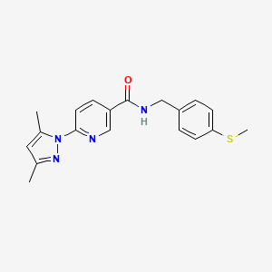 molecular formula C19H20N4OS B2845568 6-(3,5-dimethyl-1H-pyrazol-1-yl)-N-(4-(methylthio)benzyl)nicotinamide CAS No. 1251603-34-5