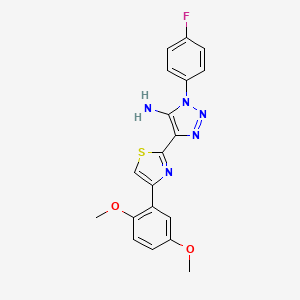 molecular formula C19H16FN5O2S B2845570 4-(4-(2,5-dimethoxyphenyl)thiazol-2-yl)-1-(4-fluorophenyl)-1H-1,2,3-triazol-5-amine CAS No. 1111244-58-6