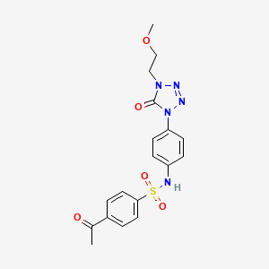 molecular formula C18H19N5O5S B2845579 4-acetyl-N-(4-(4-(2-methoxyethyl)-5-oxo-4,5-dihydro-1H-tetrazol-1-yl)phenyl)benzenesulfonamide CAS No. 1396683-78-5