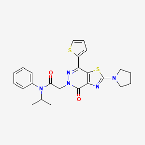 molecular formula C24H25N5O2S2 B2845590 N-isopropyl-2-(4-oxo-2-(pyrrolidin-1-yl)-7-(thiophen-2-yl)thiazolo[4,5-d]pyridazin-5(4H)-yl)-N-phenylacetamide CAS No. 1105233-69-9