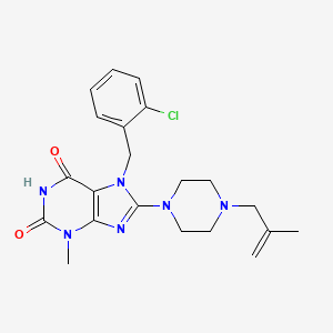 molecular formula C21H25ClN6O2 B2845592 7-(2-氯苄基)-3-甲基-8-(4-(2-甲基丙烯基)哌嗪-1-基)-1H-嘌呤-2,6(3H,7H)-二酮 CAS No. 878431-46-0