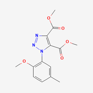 molecular formula C14H15N3O5 B2845594 dimethyl 1-(2-methoxy-5-methylphenyl)-1H-1,2,3-triazole-4,5-dicarboxylate CAS No. 895645-36-0
