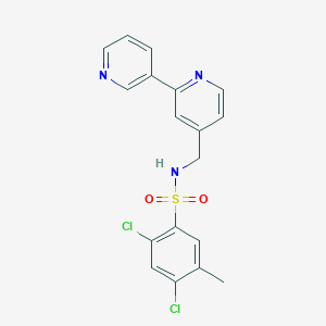 molecular formula C18H15Cl2N3O2S B2845602 N-([2,3'-联吡啶]-4-基甲基)-2,4-二氯-5-甲基苯磺酰胺 CAS No. 2034543-13-8