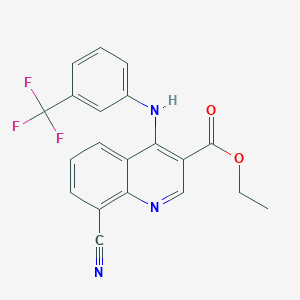 Ethyl 8-cyano-4-[3-(trifluoromethyl)anilino]-3-quinolinecarboxylate