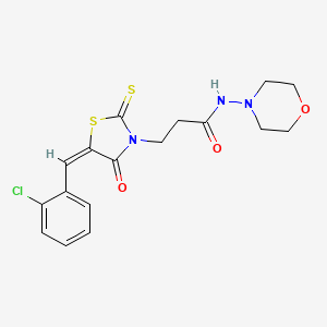 molecular formula C17H18ClN3O3S2 B2845617 (E)-3-(5-(2-chlorobenzylidene)-4-oxo-2-thioxothiazolidin-3-yl)-N-morpholinopropanamide CAS No. 381705-90-4