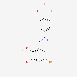 molecular formula C15H13BrF3NO2 B2845619 4-Bromo-2-methoxy-6-{[4-(trifluoromethyl)anilino]methyl}benzenol CAS No. 329778-55-4