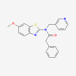 molecular formula C22H19N3O2S B2845624 N-(6-methoxybenzo[d]thiazol-2-yl)-2-phenyl-N-(pyridin-3-ylmethyl)acetamide CAS No. 895013-30-6