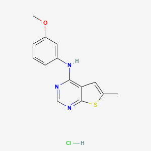 molecular formula C14H14ClN3OS B2845629 N-(3-methoxyphenyl)-6-methylthieno[2,3-d]pyrimidin-4-amine hydrochloride CAS No. 1049720-08-2