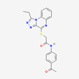 molecular formula C21H19N5O2S B2845645 N-(4-acetylphenyl)-2-[(1-ethyl[1,2,4]triazolo[4,3-a]quinoxalin-4-yl)thio]acetamide CAS No. 1184965-22-7