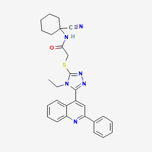 molecular formula C28H28N6OS B2845660 N-(1-cyanocyclohexyl)-2-[[4-ethyl-5-(2-phenylquinolin-4-yl)-1,2,4-triazol-3-yl]sulfanyl]acetamide CAS No. 920862-47-1