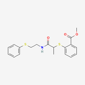 molecular formula C19H21NO3S2 B2845672 Methyl 2-[(1-methyl-2-oxo-2-{[2-(phenylsulfanyl)ethyl]amino}ethyl)sulfanyl]benzenecarboxylate CAS No. 337923-57-6