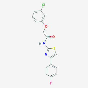 molecular formula C17H12ClFN2O2S B284568 2-(3-chlorophenoxy)-N-[4-(4-fluorophenyl)-1,3-thiazol-2-yl]acetamide 