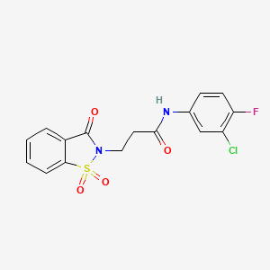 N-(3-chloro-4-fluorophenyl)-3-(1,1-dioxido-3-oxobenzo[d]isothiazol-2(3H)-yl)propanamide