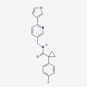 molecular formula C20H17FN2O2 B2845682 1-(4-fluorophenyl)-N-((6-(furan-3-yl)pyridin-3-yl)methyl)cyclopropanecarboxamide CAS No. 2034561-33-4