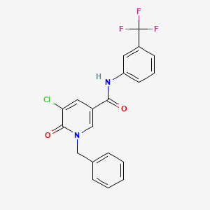 molecular formula C20H14ClF3N2O2 B2845683 1-benzyl-5-chloro-6-oxo-N-[3-(trifluoromethyl)phenyl]-1,6-dihydro-3-pyridinecarboxamide CAS No. 339024-34-9