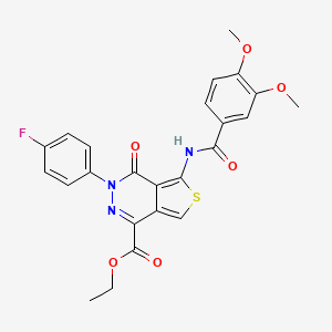 molecular formula C24H20FN3O6S B2845693 Ethyl 5-(3,4-dimethoxybenzamido)-3-(4-fluorophenyl)-4-oxo-3,4-dihydrothieno[3,4-d]pyridazine-1-carboxylate CAS No. 851949-19-4