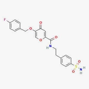 molecular formula C21H19FN2O6S B2845701 5-((4-fluorobenzyl)oxy)-4-oxo-N-(4-sulfamoylphenethyl)-4H-pyran-2-carboxamide CAS No. 1021024-50-9