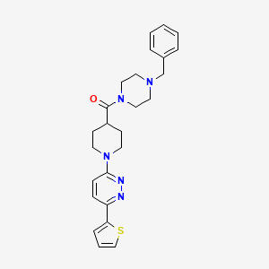 molecular formula C25H29N5OS B2845705 3-{4-[(4-Benzylpiperazin-1-yl)carbonyl]piperidin-1-yl}-6-(2-thienyl)pyridazine CAS No. 1029780-26-4