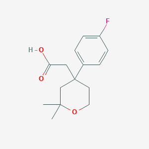 molecular formula C15H19FO3 B2845717 2-(4-(4-Fluorophenyl)-2,2-dimethyltetrahydro-2H-pyran-4-YL)acetic acid CAS No. 350993-62-3