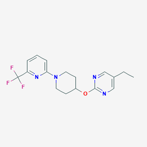 molecular formula C17H19F3N4O B2845724 5-Ethyl-2-[1-[6-(trifluoromethyl)pyridin-2-yl]piperidin-4-yl]oxypyrimidine CAS No. 2380166-50-5