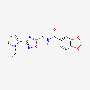 N-((3-(1-ethyl-1H-pyrrol-2-yl)-1,2,4-oxadiazol-5-yl)methyl)benzo[d][1,3]dioxole-5-carboxamide