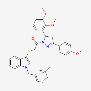 molecular formula C36H35N3O4S B2845738 1-(5-(2,3-dimethoxyphenyl)-3-(4-methoxyphenyl)-4,5-dihydro-1H-pyrazol-1-yl)-2-((1-(3-methylbenzyl)-1H-indol-3-yl)thio)ethanone CAS No. 681276-14-2