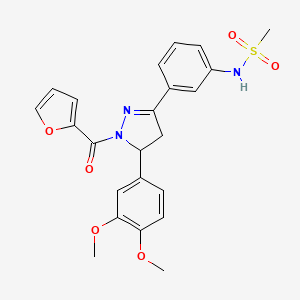molecular formula C23H23N3O6S B2845747 N-(3-(5-(3,4-dimethoxyphenyl)-1-(furan-2-carbonyl)-4,5-dihydro-1H-pyrazol-3-yl)phenyl)methanesulfonamide CAS No. 852141-68-5