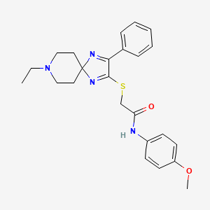 molecular formula C24H28N4O2S B2845755 2-((8-ethyl-3-phenyl-1,4,8-triazaspiro[4.5]deca-1,3-dien-2-yl)thio)-N-(4-methoxyphenyl)acetamide CAS No. 1190012-15-7