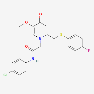 molecular formula C21H18ClFN2O3S B2845765 N-(4-chlorophenyl)-2-(2-(((4-fluorophenyl)thio)methyl)-5-methoxy-4-oxopyridin-1(4H)-yl)acetamide CAS No. 1005292-25-0