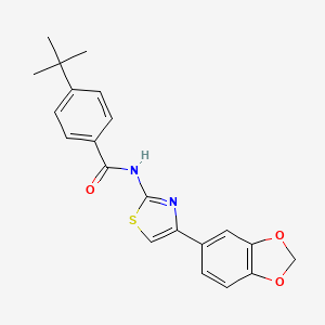 molecular formula C21H20N2O3S B2845770 N-(4-(benzo[d][1,3]dioxol-5-yl)thiazol-2-yl)-4-(tert-butyl)benzamide CAS No. 477547-38-9