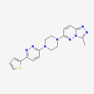 molecular formula C18H18N8S B2845771 3-Methyl-6-[4-(6-thiophen-2-ylpyridazin-3-yl)piperazin-1-yl]-[1,2,4]triazolo[4,3-b]pyridazine CAS No. 2415527-23-8
