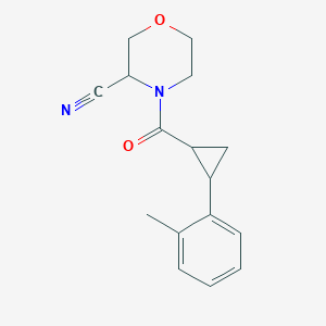 molecular formula C16H18N2O2 B2845781 4-[2-(2-Methylphenyl)cyclopropanecarbonyl]morpholine-3-carbonitrile CAS No. 1436340-43-0