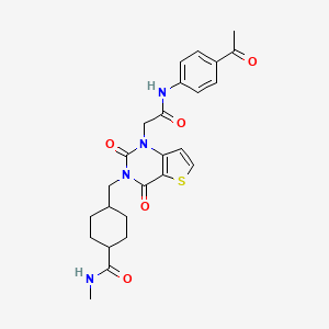 4-((1-(2-((4-acetylphenyl)amino)-2-oxoethyl)-2,4-dioxo-1,2-dihydrothieno[3,2-d]pyrimidin-3(4H)-yl)methyl)-N-methylcyclohexanecarboxamide