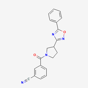3-(3-(5-Phenyl-1,2,4-oxadiazol-3-yl)pyrrolidine-1-carbonyl)benzonitrile