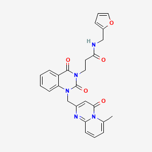 molecular formula C26H23N5O5 B2845787 N-(furan-2-ylmethyl)-3-[1-[(6-methyl-4-oxopyrido[1,2-a]pyrimidin-2-yl)methyl]-2,4-dioxoquinazolin-3-yl]propanamide CAS No. 852454-60-5