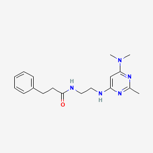 molecular formula C18H25N5O B2845789 N-(2-((6-(dimethylamino)-2-methylpyrimidin-4-yl)amino)ethyl)-3-phenylpropanamide CAS No. 1219906-18-9