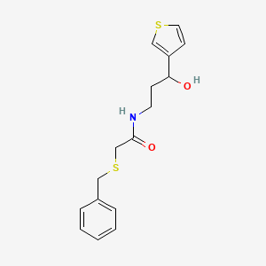 2-(benzylthio)-N-(3-hydroxy-3-(thiophen-3-yl)propyl)acetamide