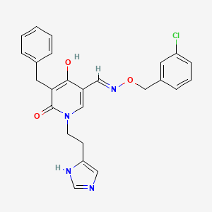 molecular formula C25H23ClN4O3 B2845801 5-benzyl-4-hydroxy-1-[2-(1H-imidazol-4-yl)ethyl]-6-oxo-1,6-dihydro-3-pyridinecarbaldehyde O-(3-chlorobenzyl)oxime CAS No. 477888-15-6