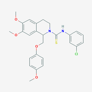 molecular formula C26H27ClN2O4S B2845806 N-(3-chlorophenyl)-6,7-dimethoxy-1-((4-methoxyphenoxy)methyl)-3,4-dihydroisoquinoline-2(1H)-carbothioamide CAS No. 501352-68-7