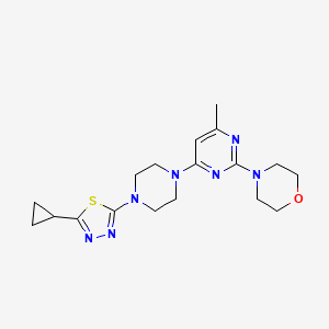 molecular formula C18H25N7OS B2845812 4-[4-[4-(5-Cyclopropyl-1,3,4-thiadiazol-2-yl)piperazin-1-yl]-6-methylpyrimidin-2-yl]morpholine CAS No. 2415531-40-5