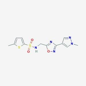5-methyl-N-((3-(1-methyl-1H-pyrazol-4-yl)-1,2,4-oxadiazol-5-yl)methyl)thiophene-2-sulfonamide