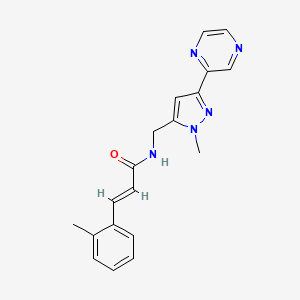 molecular formula C19H19N5O B2845816 (E)-N-((1-methyl-3-(pyrazin-2-yl)-1H-pyrazol-5-yl)methyl)-3-(o-tolyl)acrylamide CAS No. 2035004-33-0