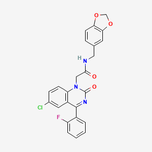 molecular formula C24H17ClFN3O4 B2845820 N-(1,3-benzodioxol-5-ylmethyl)-2-[6-chloro-4-(2-fluorophenyl)-2-oxoquinazolin-1(2H)-yl]acetamide CAS No. 932321-52-3