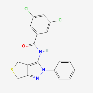 molecular formula C18H13Cl2N3OS B2845824 3,5-dichloro-N-(2-phenyl-4,6-dihydro-2H-thieno[3,4-c]pyrazol-3-yl)benzamide CAS No. 392253-83-7