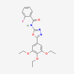 2-fluoro-N-[5-(3,4,5-triethoxyphenyl)-1,3,4-oxadiazol-2-yl]benzamide