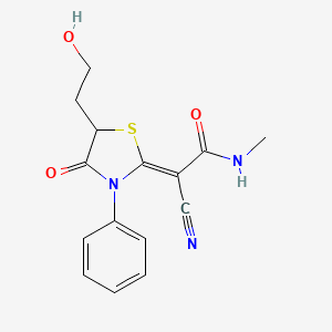 (Z)-2-cyano-2-(5-(2-hydroxyethyl)-4-oxo-3-phenylthiazolidin-2-ylidene)-N-methylacetamide