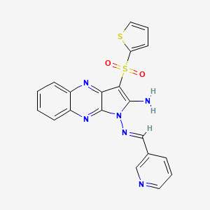 (E)-N1-(pyridin-3-ylmethylene)-3-(thiophen-2-ylsulfonyl)-1H-pyrrolo[2,3-b]quinoxaline-1,2-diamine