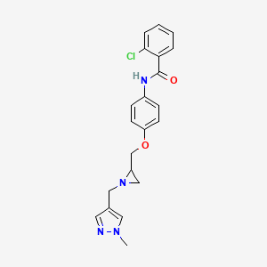 2-Chloro-N-[4-[[1-[(1-methylpyrazol-4-yl)methyl]aziridin-2-yl]methoxy]phenyl]benzamide