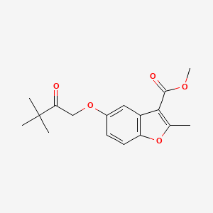 molecular formula C17H20O5 B2845862 Methyl 5-(3,3-dimethyl-2-oxobutoxy)-2-methyl-1-benzofuran-3-carboxylate CAS No. 308298-04-6